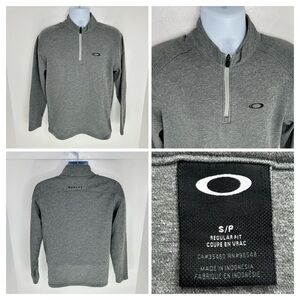 Oakley Quarter Zip Pullover Mens Small Grey Regular Fit Performance Golf Tech
